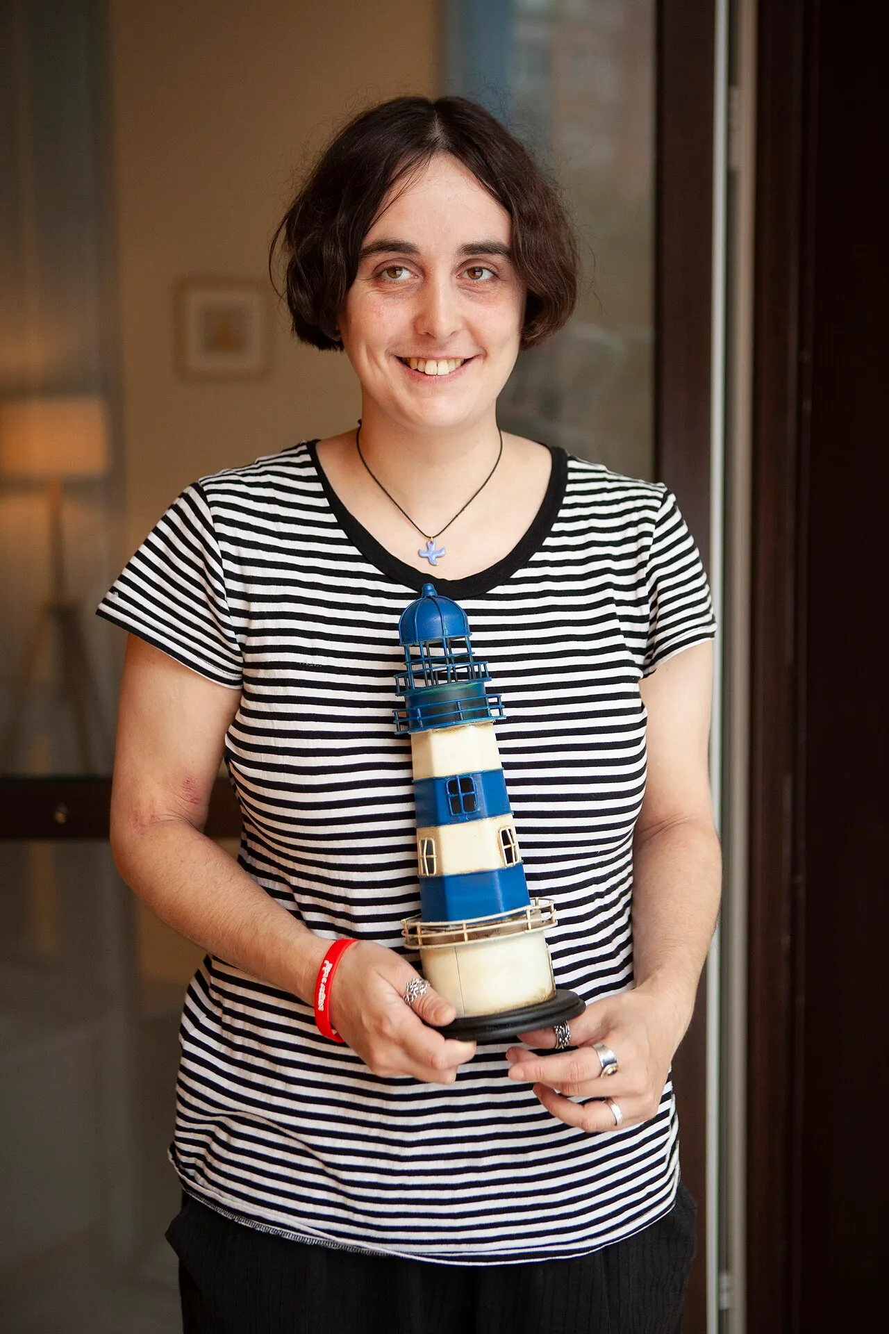 Lida Moniava bij de opening van kinderhospice Dom s majakom in Moskou in 2019.